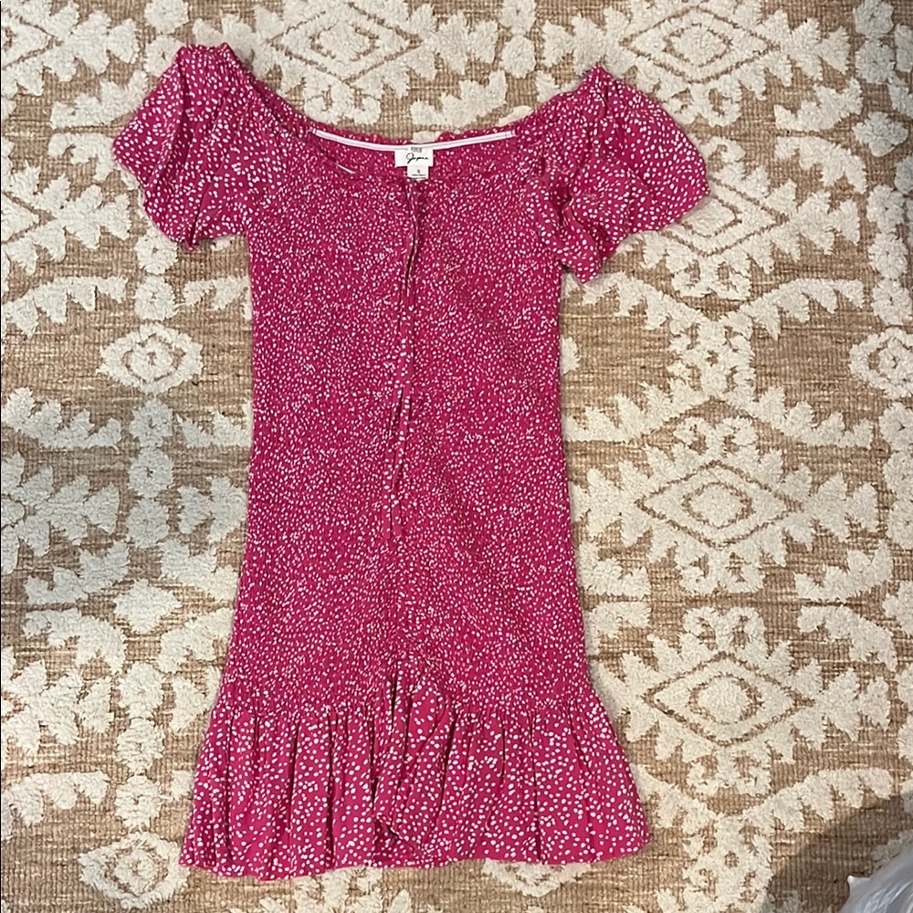 Pink Floral Off-Shoulder Dress